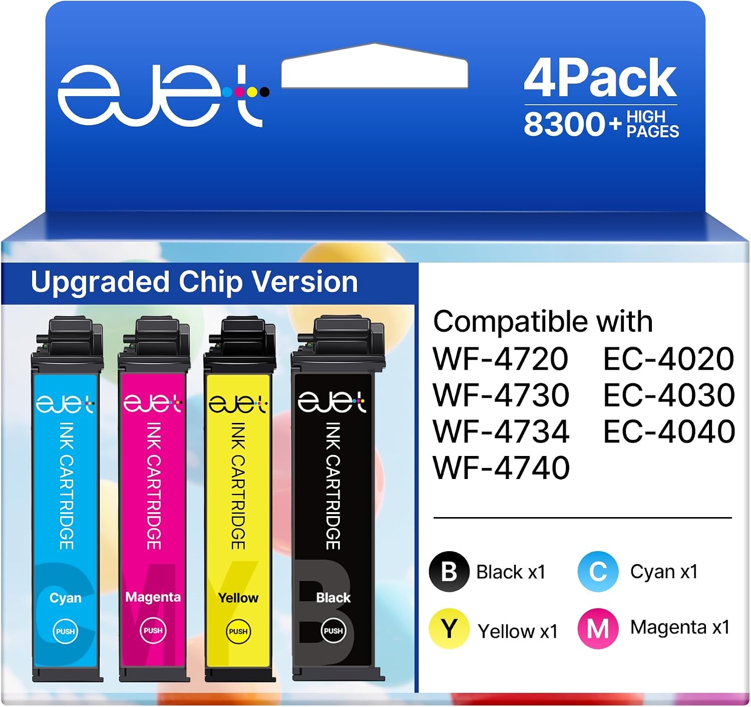 Ink Cartridges for  802XL WF-4740 4-Pack