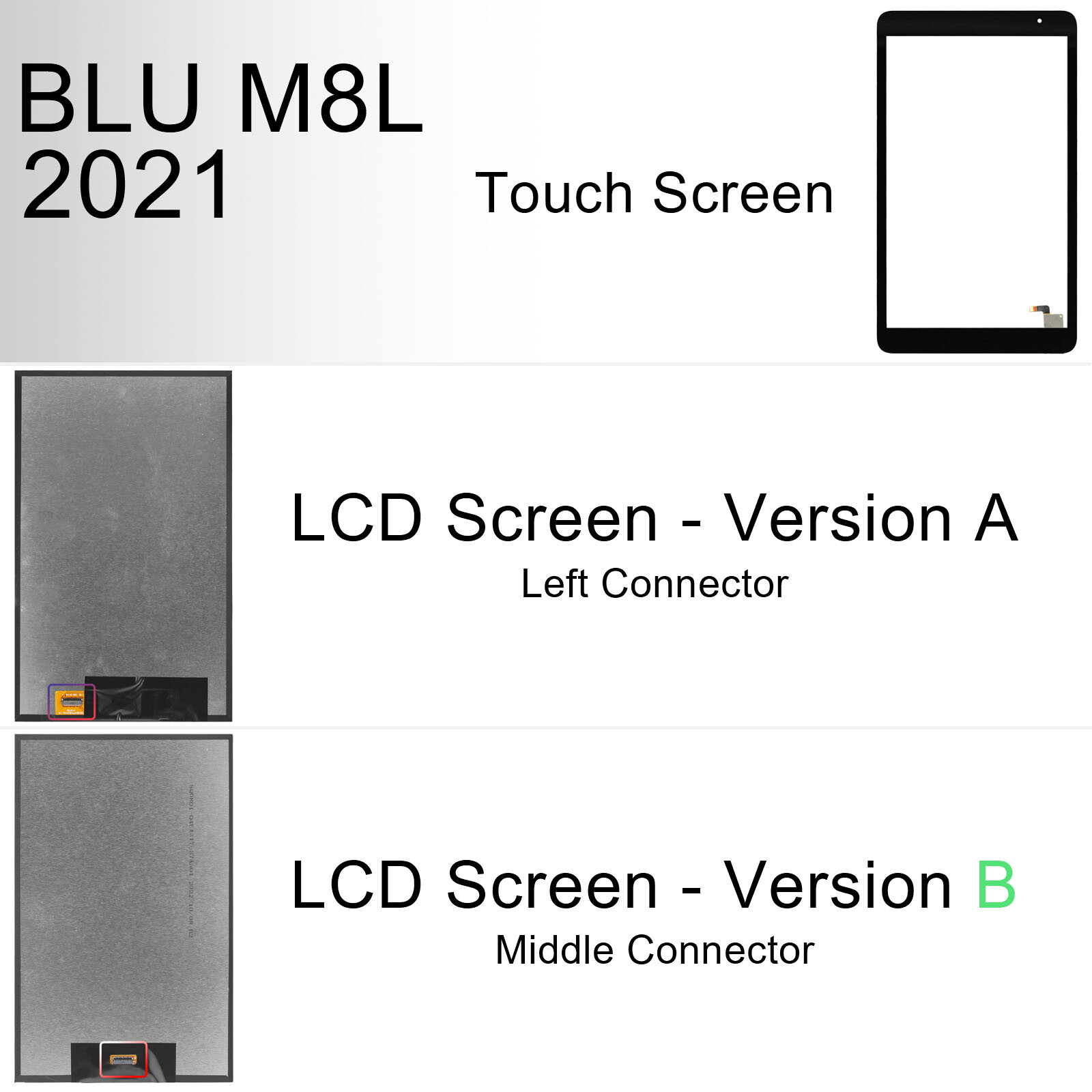 8" LCD Display / Touch Screen Digitizer Replacement For BLU M8L 2021/2022 Tablet