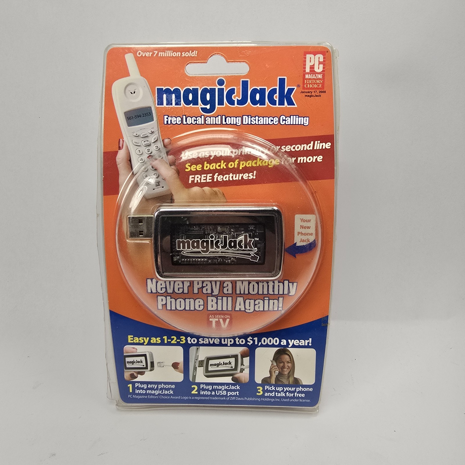 Original magicJack 1st generation USB phone adapter, Model A921