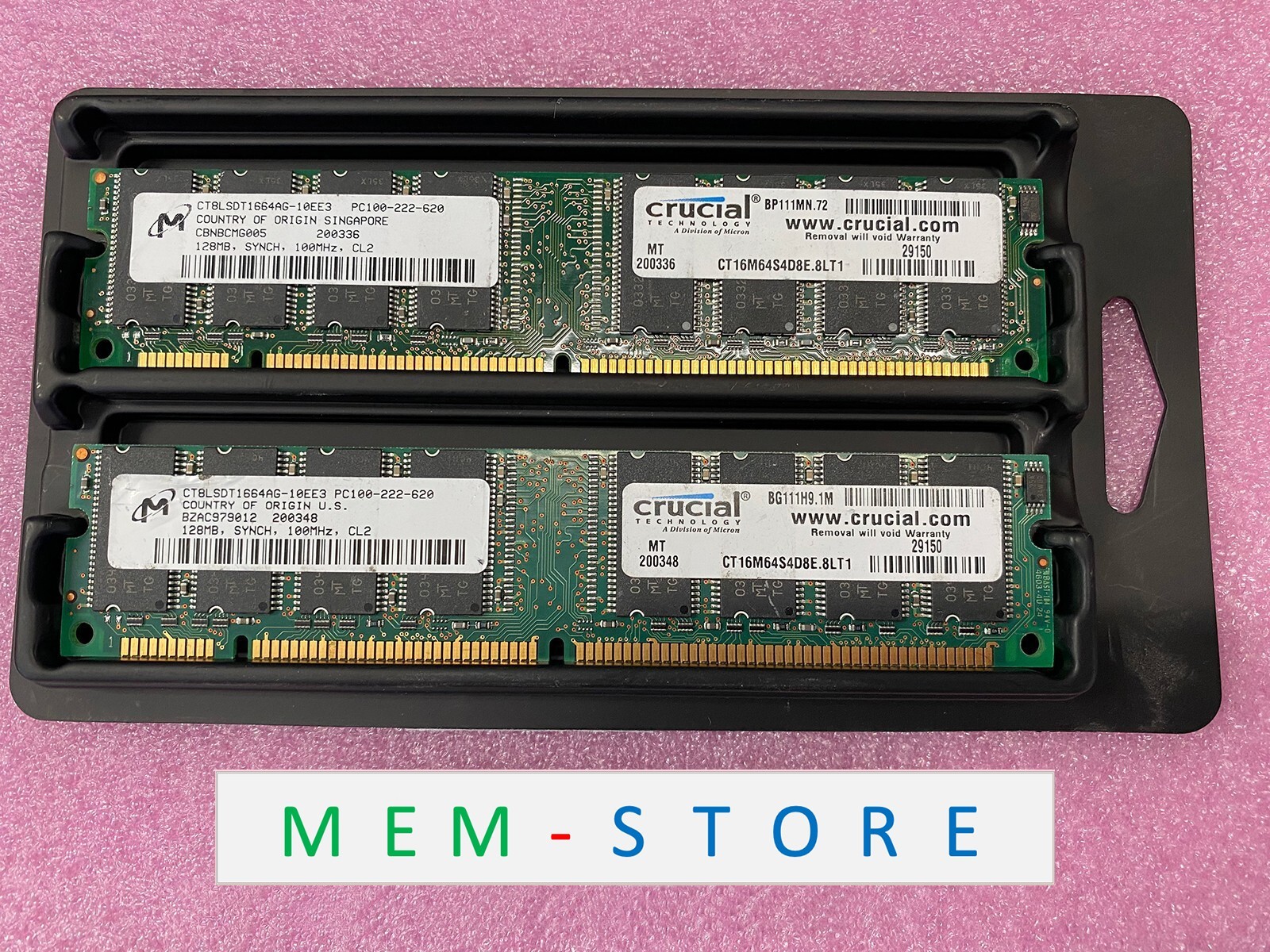 Micron CT8LSDT1664AG-10EE3 256MB 2x128MB PC100 Non-ECC UDIMM 168-pin Memory RAM