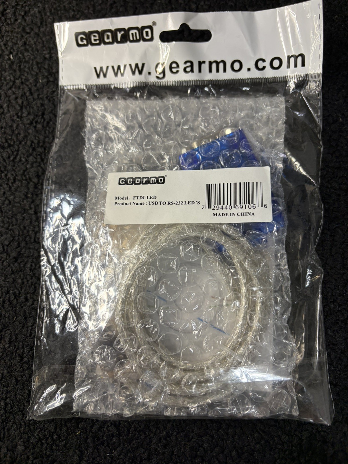 Gearmo Model: GM-FTDI-LED | USB 2.0 to RS-232 Serial Adapter w/LED - New Sealed