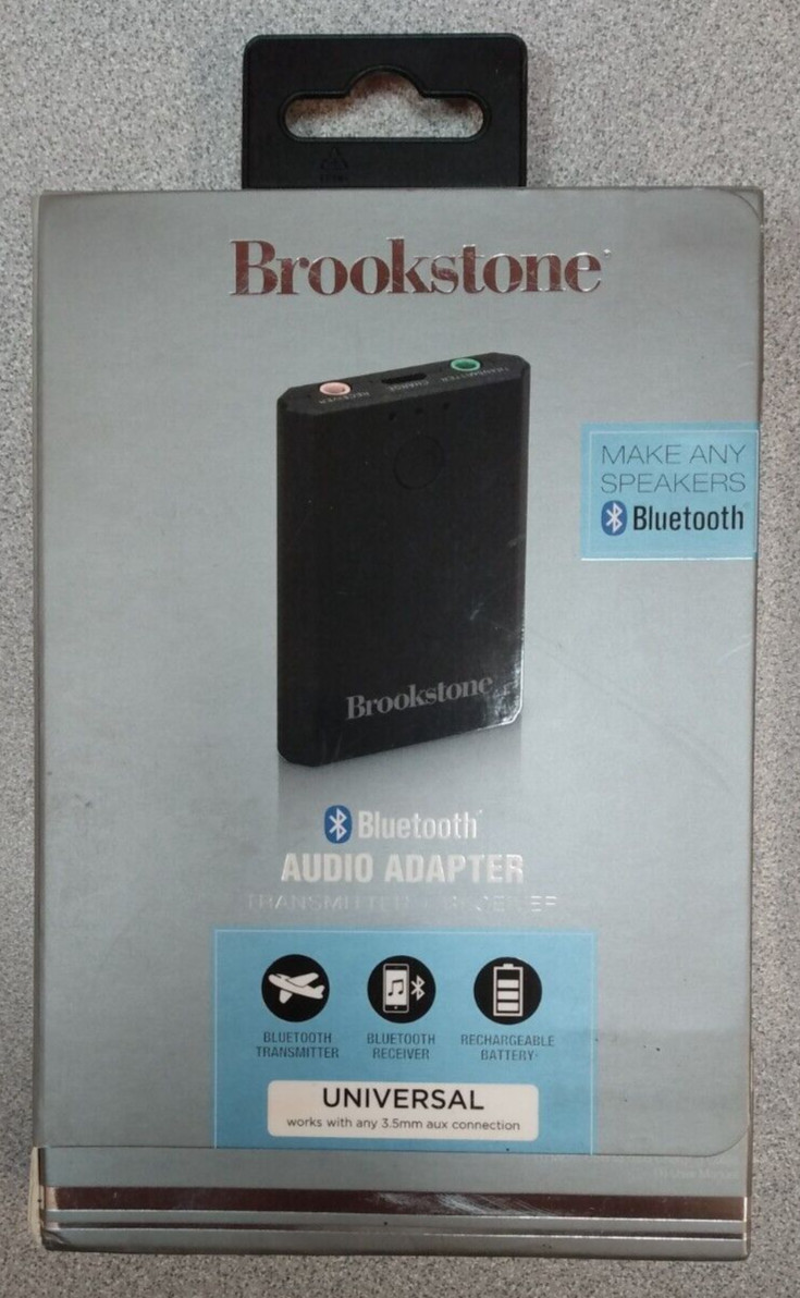 Brookstone Bluetooth Audio Adapter Transmitter & Receiver UNIVERSAL NEW 3.5mm
