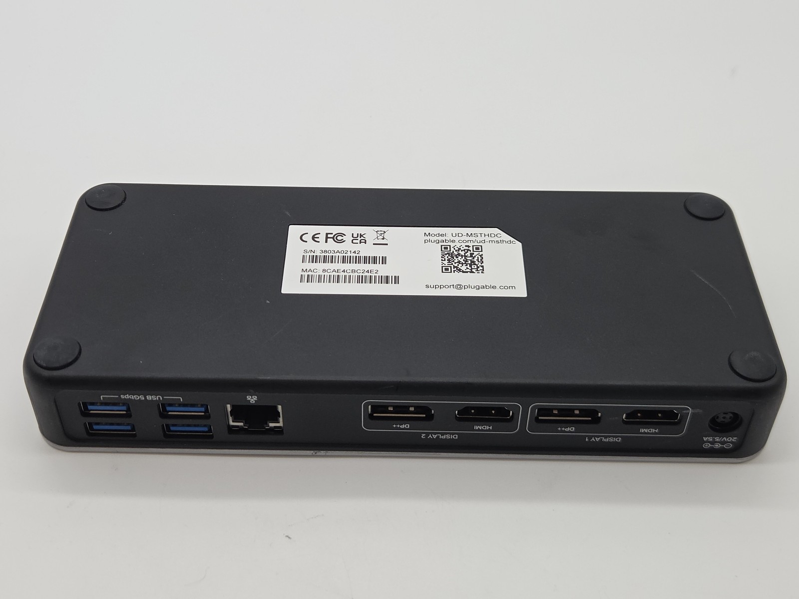Plugable Technologies UD-MSTHDC USB-C DUAL HDMI DOCKING STATION 60W - NO AC