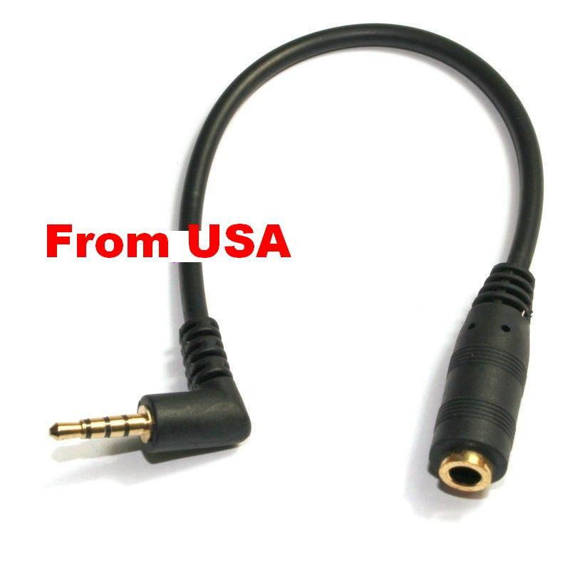 5 Lot 2ft 3.5mm (1/8") Stereo TRRS 4-Pole Right Angle Male to Female Cable Fr.Sp