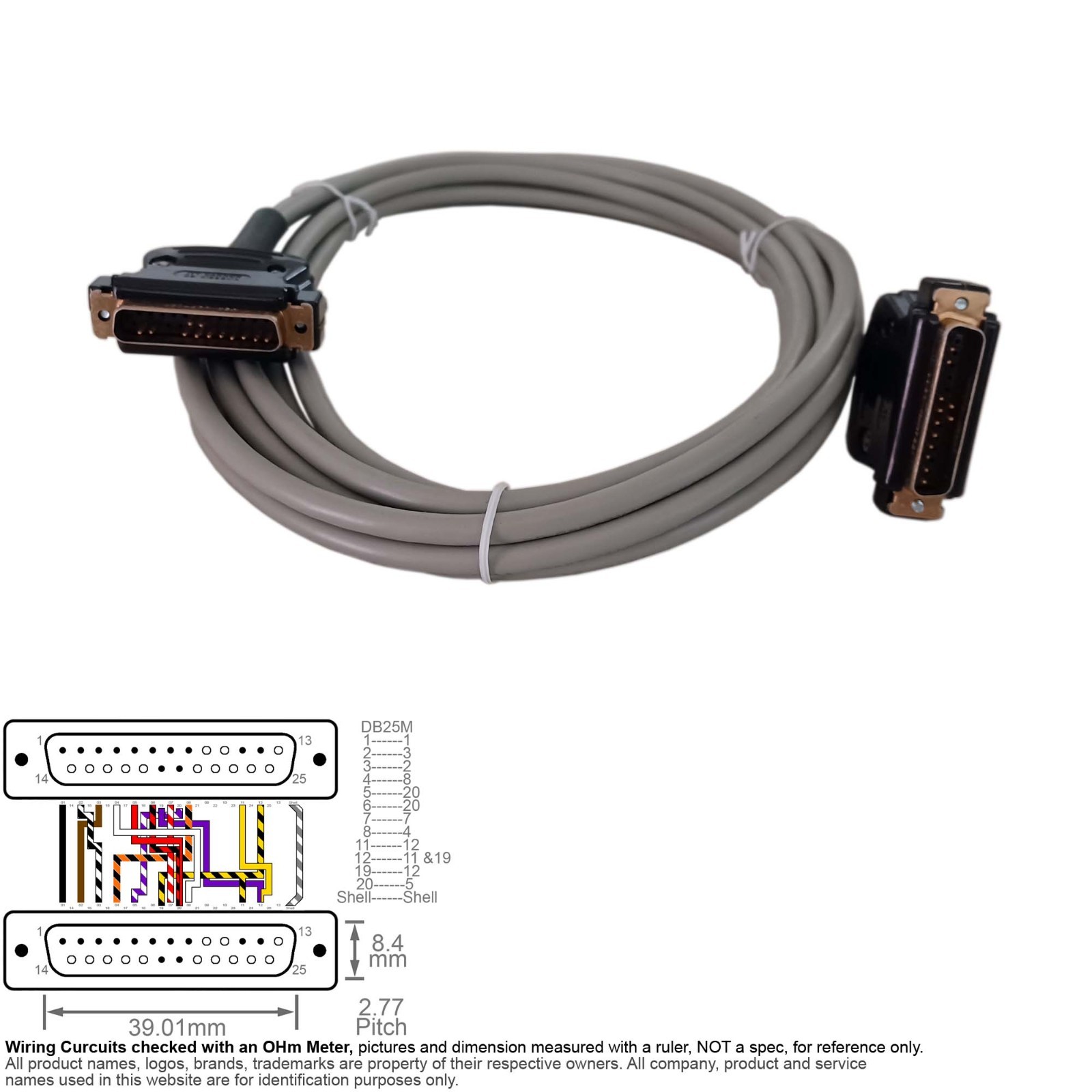 Cable Serial D-Sub DB25 DB 25 Pin 12C 15FT HP 13242G RS232 ITT Canon DB 51226-1A