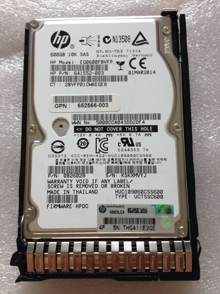 HP Hard Drive 600GB,10000 RPM 2.5 inch Internal Laptop Drive 652583-B21