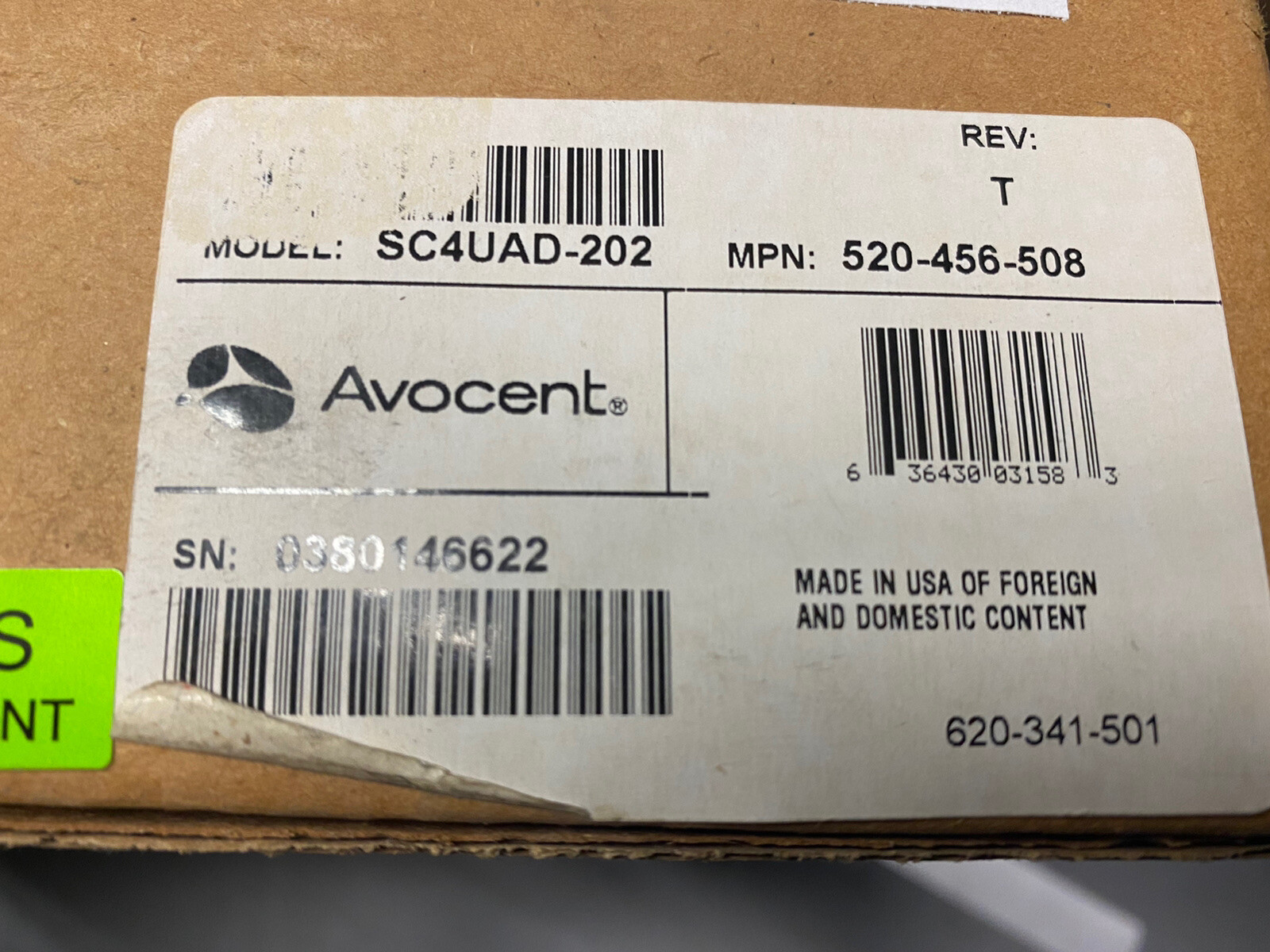 Avocent SwitchView SC4UAD-202 | 4-Port Secure KVM Switch | DVI, USB, Audio | NEW