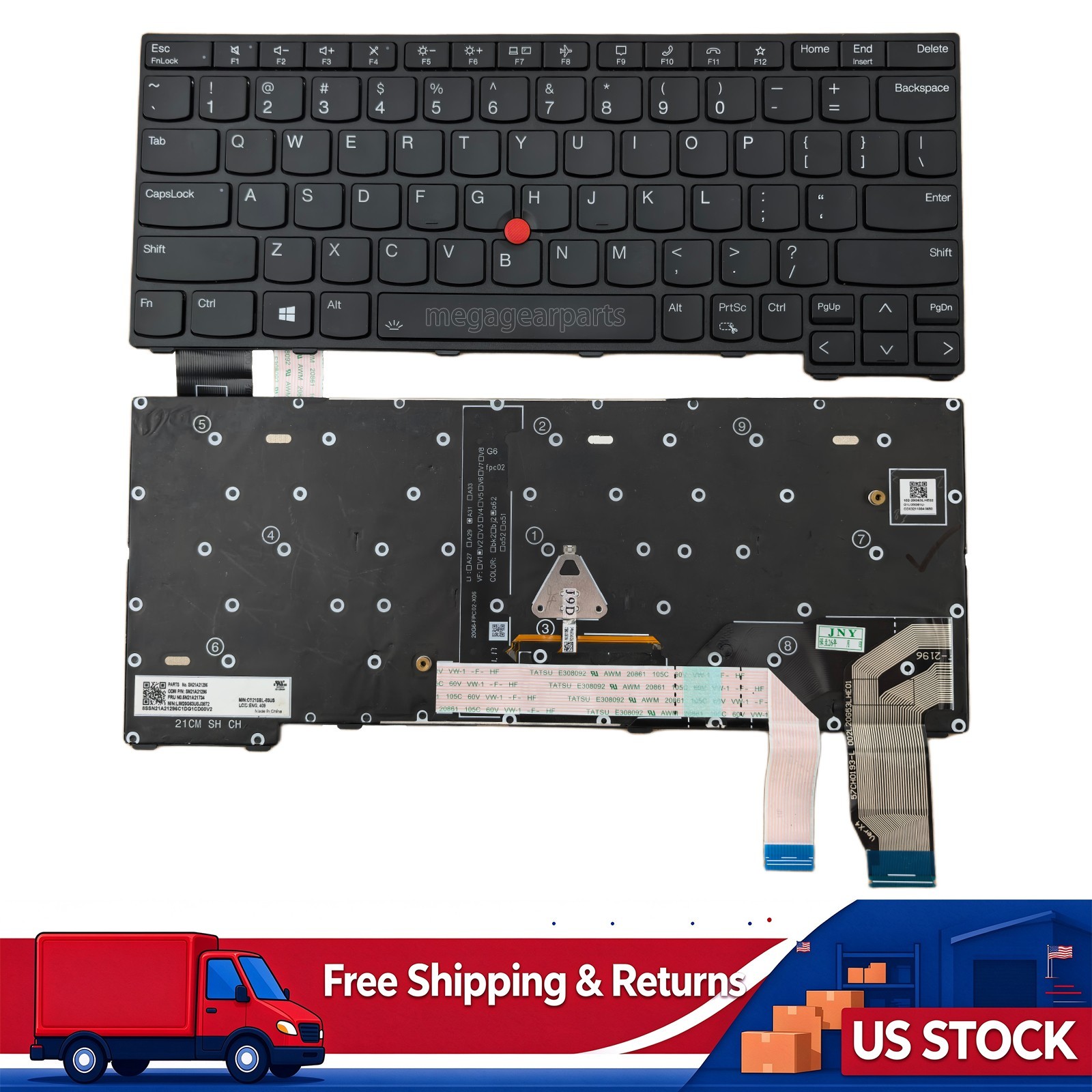 Genuine US Backlit Keyboard for Lenovo ThinkPad X13 Gen 2 20WK 20WL 20XH 20XJ