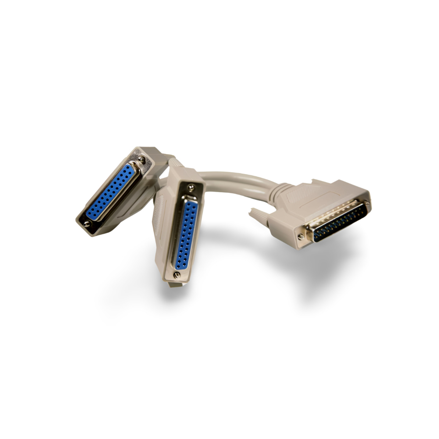 8in Y Splitter Serial Cable DB25 Male to DB25 Female and DB25 Female - Beige