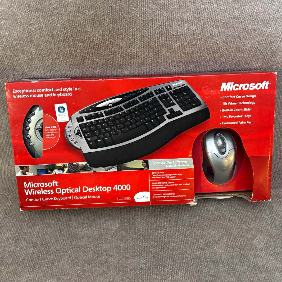 Microsoft Wireless Optical Desktop 4000 Keyboard Mouse Set BX2-00004 Vintage