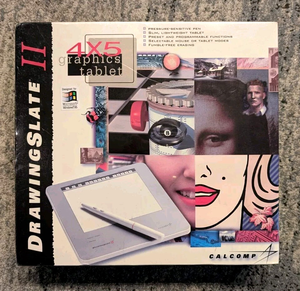 New Calcomp DrawingSlate II 4x5 Graphics Tablet for Windows 95 Sealed Vintage