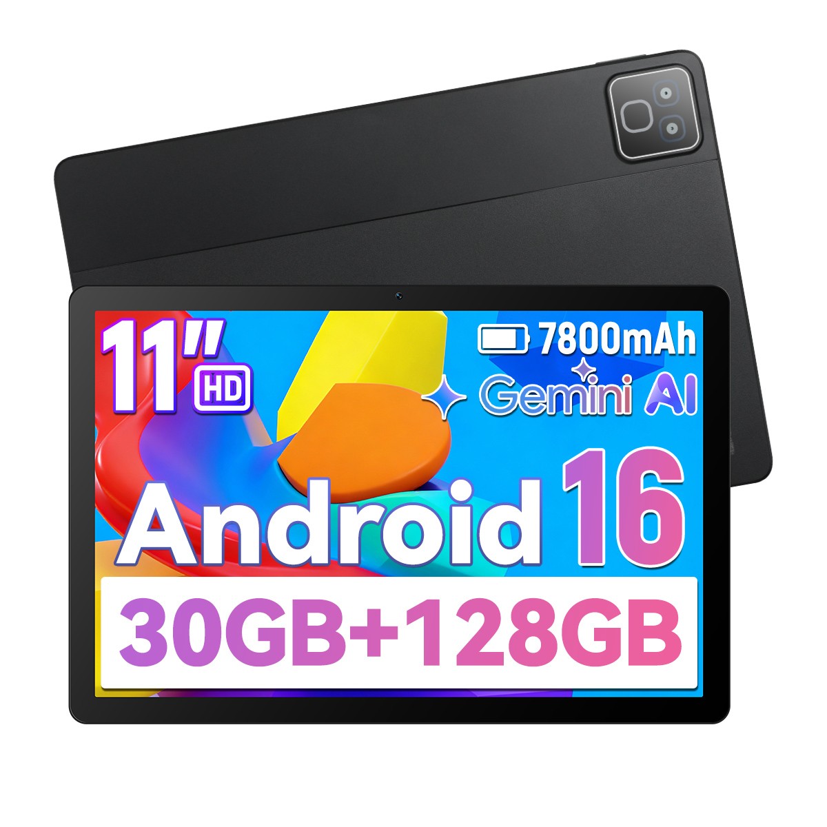 Tablet 11 Inch Android 16 30GB RAM+128GB ROM (TF 1TB) with Octa-Core 7800mAh