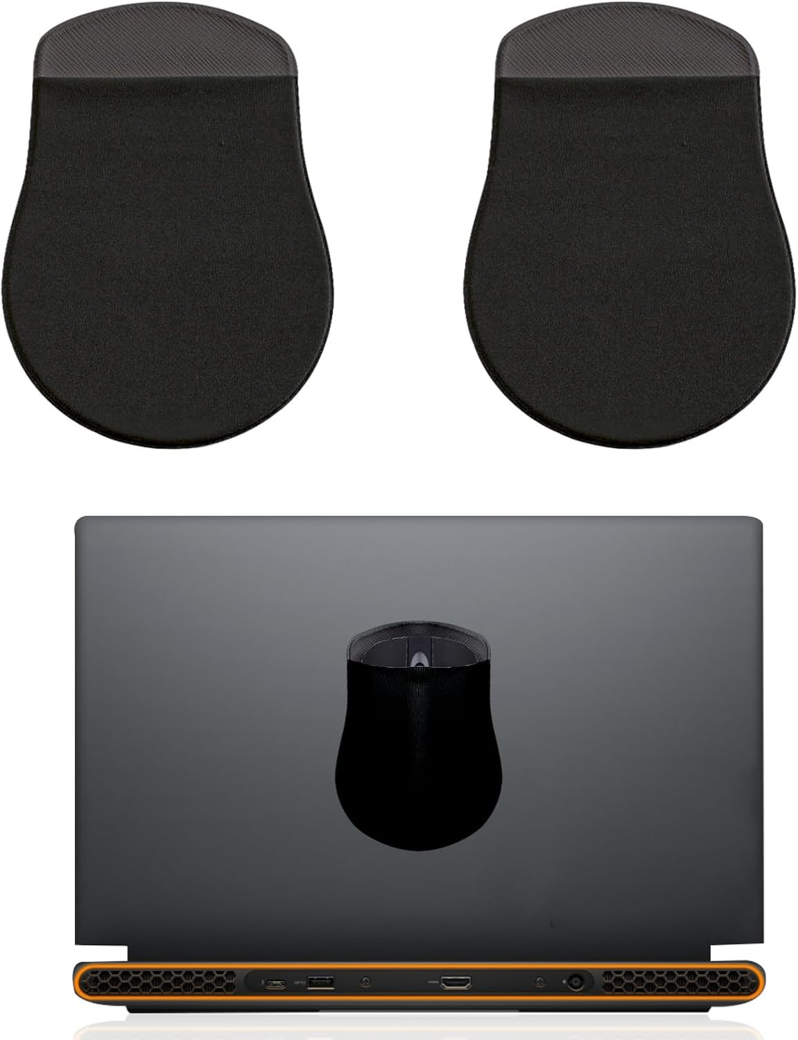 2 Pack Gray Mouse Holder for Laptop Stick On, Mouse Travel Case, Stick-On Mouse