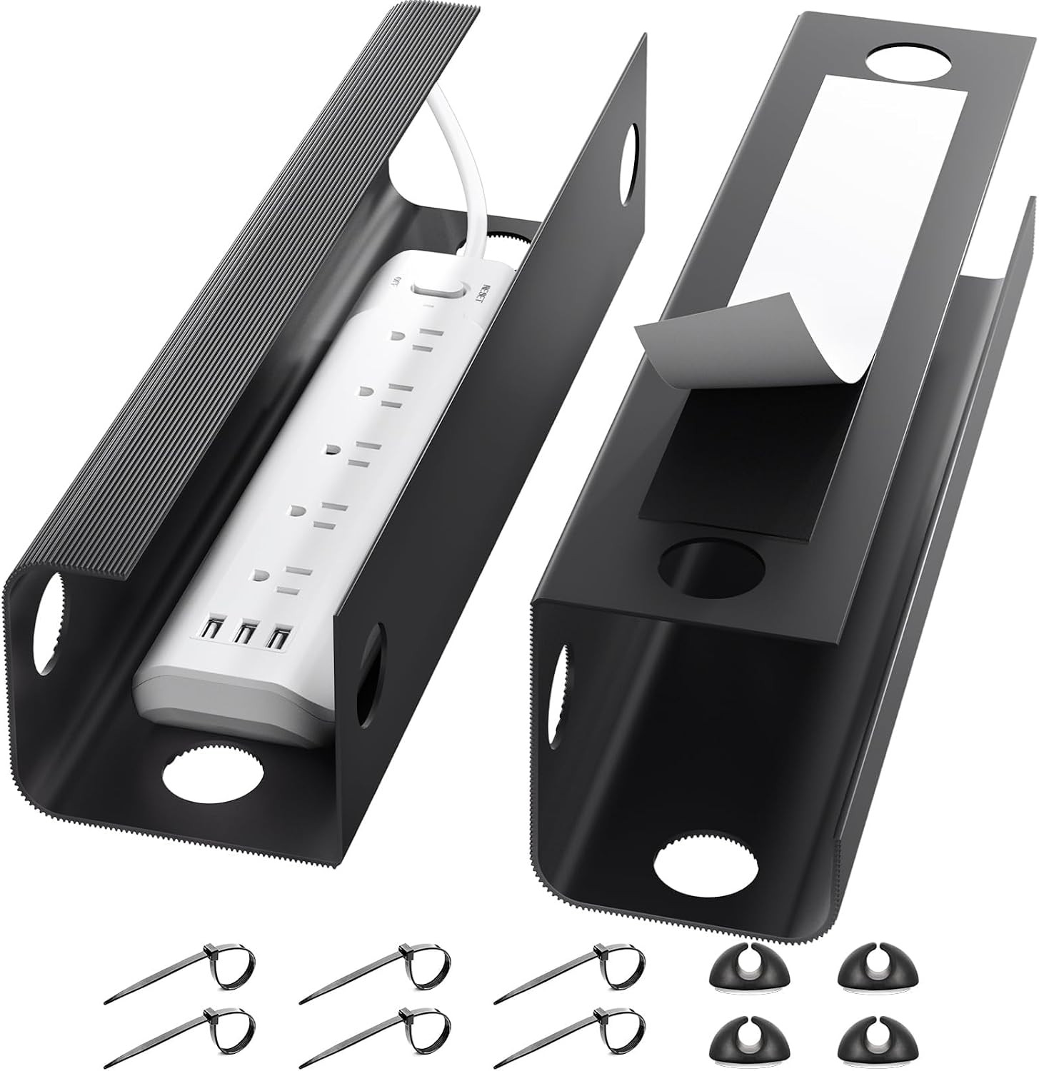 2 Pack Cable Management under Desk, 31.5 In, Black
