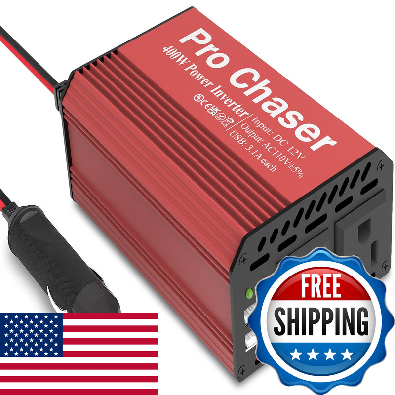 Pro Chaser 400W Power Inverters For Vehicles - Dc 12V To Ac 110V Car Inverter