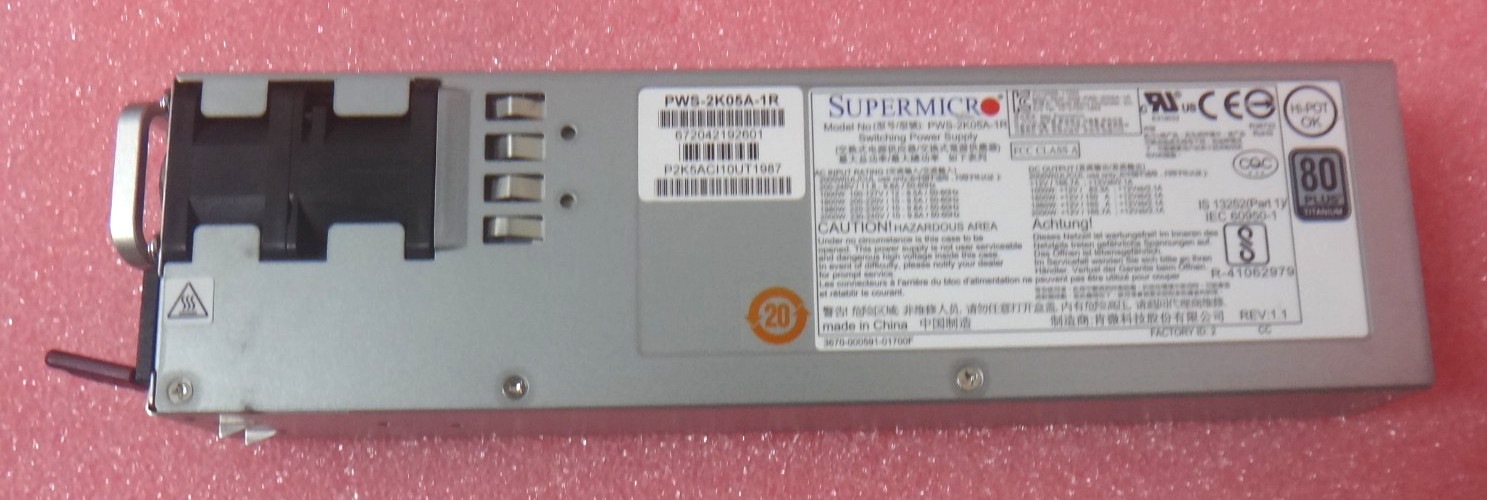 Supermicro 2000W PWS-2K05A-1R 2000W 1U 80 Plus Titanium Switching Power Supply