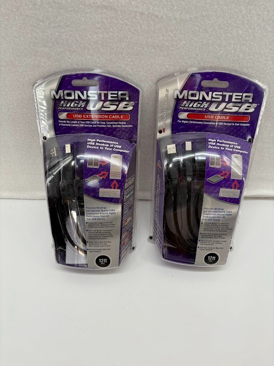 New, Monster High Performance USB Cable, 12ft (4m)  Lot of 2 NEW