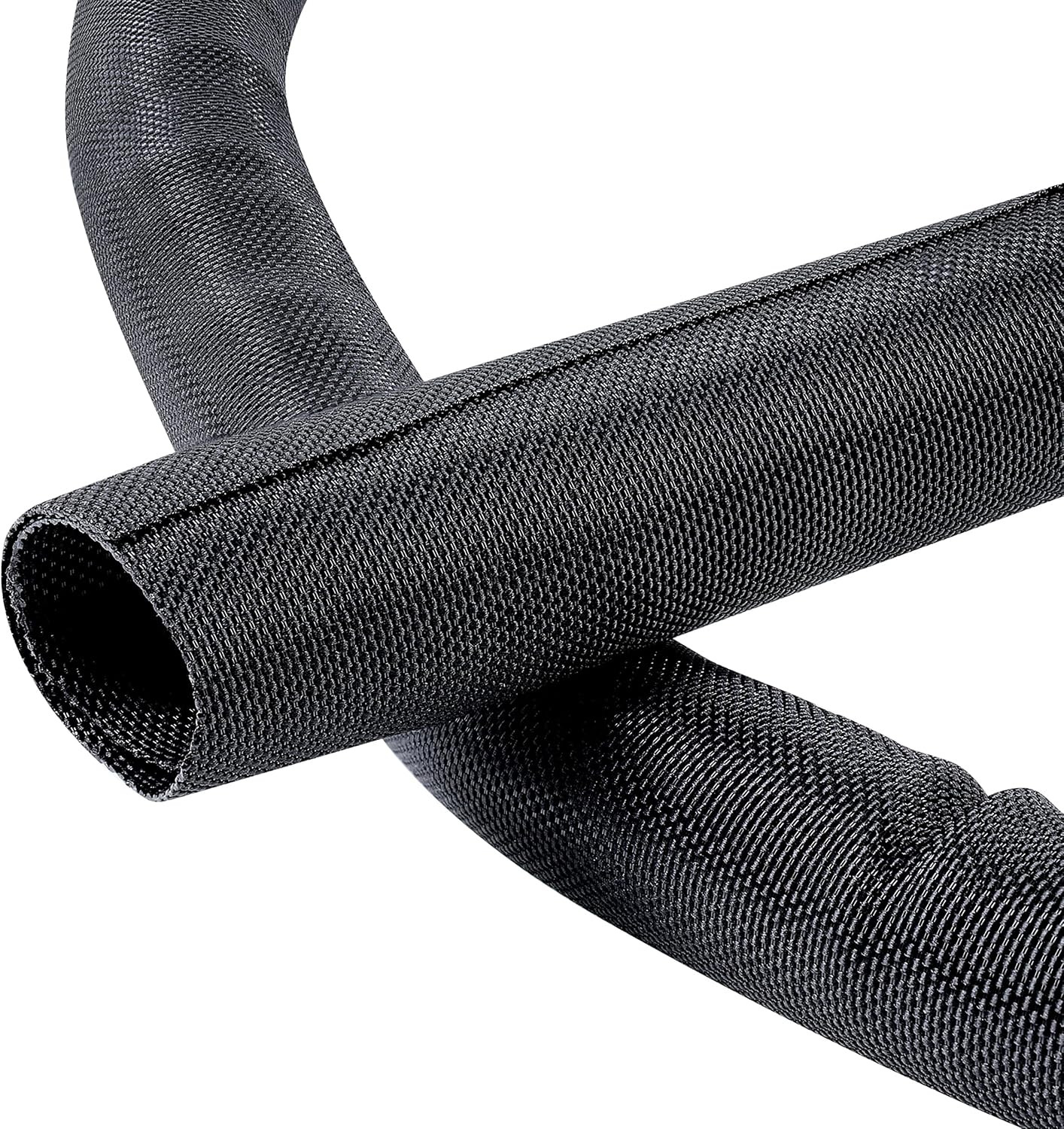 Black Split Braided Cable Management Sleeves 1Inch -15Feet