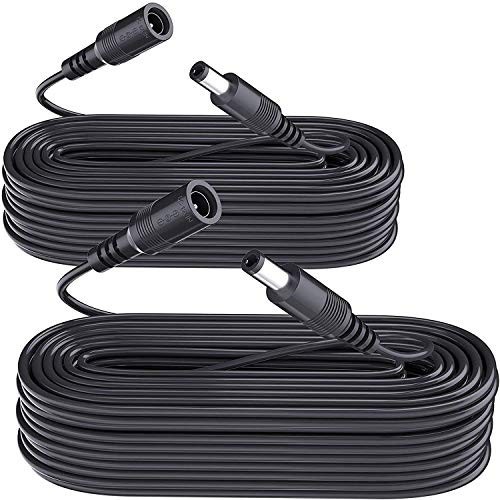 2 Pack 33ft DC Power Extension Cable, 12V, 5.5mm x 2.1mm Black
