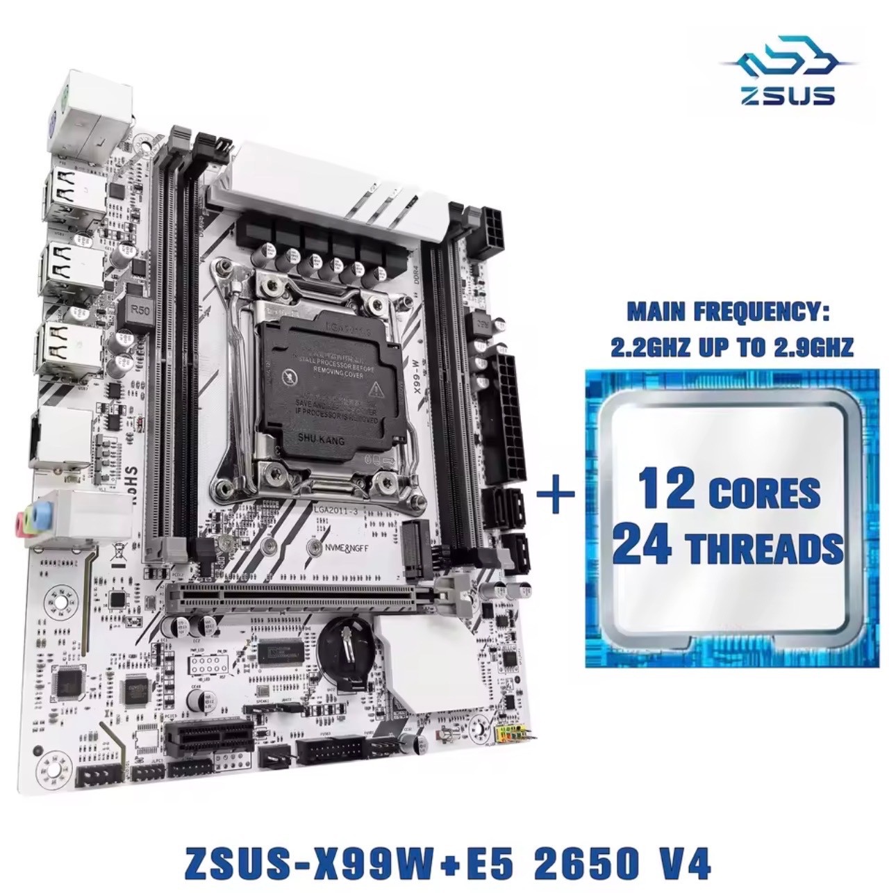ZSUS X99-W Motherboard Set Kit Memory and NVME M.2 SAT No CPU