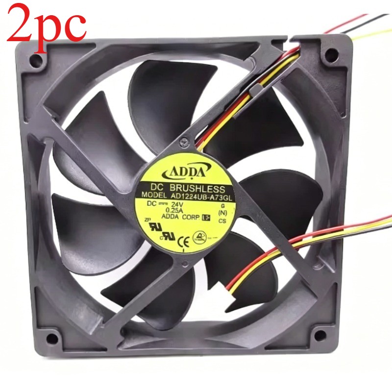 2PC ADDA AD1224UB-A73GL DC24V 0.25A 3-wire equipment cooling fan