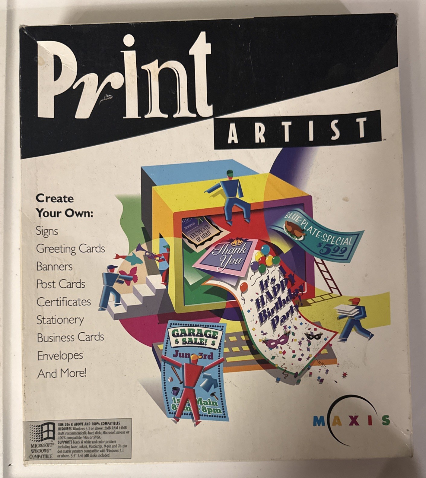 1994 Maxis Print Artist Complete W/ Paperwork Create Signs Cards And More