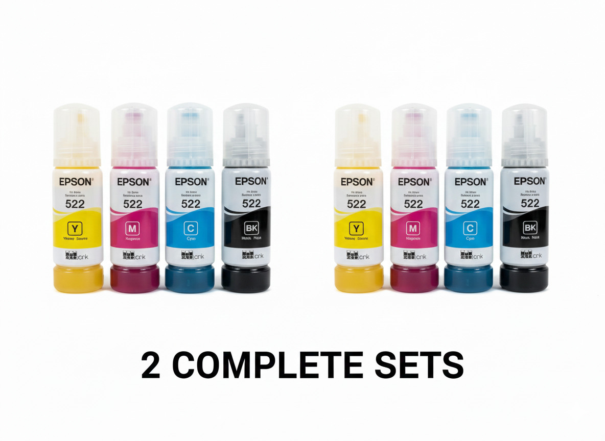 2 SETS: Epson T522 4 Pack CMYK Ink Bottle Kit SEALED AUTHENTIC (2029 Expiration)