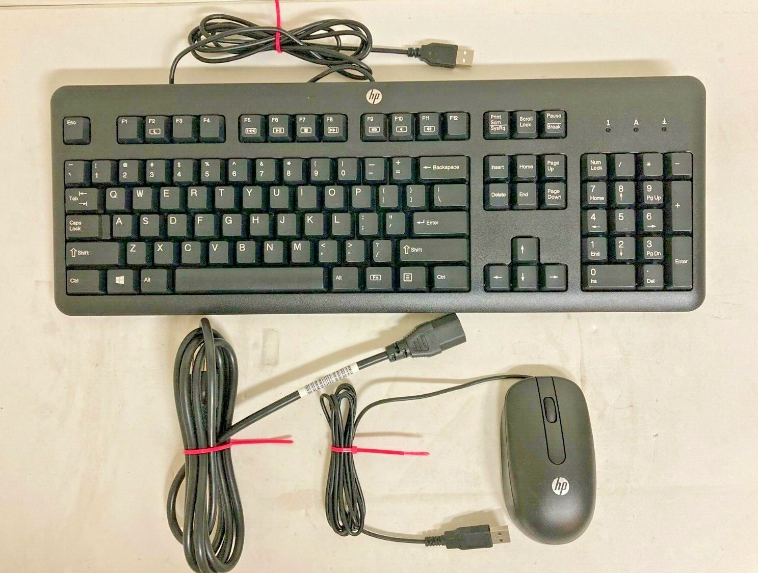 HP USB Keyboard 672647-003, Optical Mouse MOFYUO, 3-Prong Power Cord 121565-001