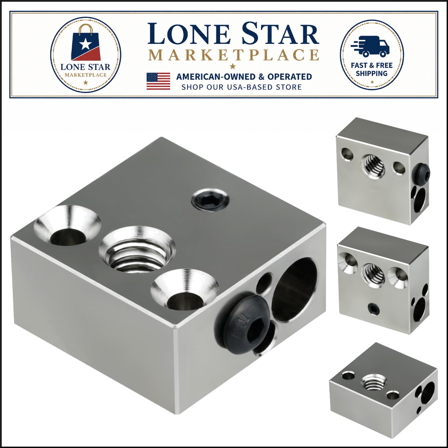 Plated Copper Heater Block with Extra Sensor Hole for CR-10 & Ender Models