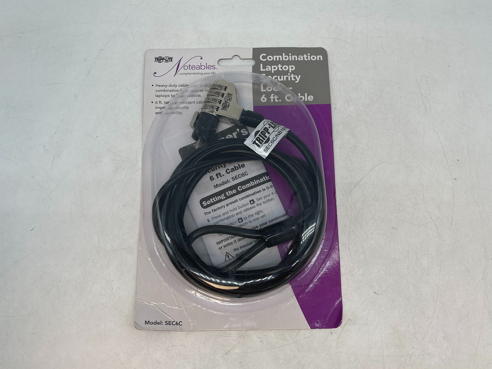 NEW Tripp Lite Combination Laptop Security Lock 6 ft. Cable SEC6C FREE S/H