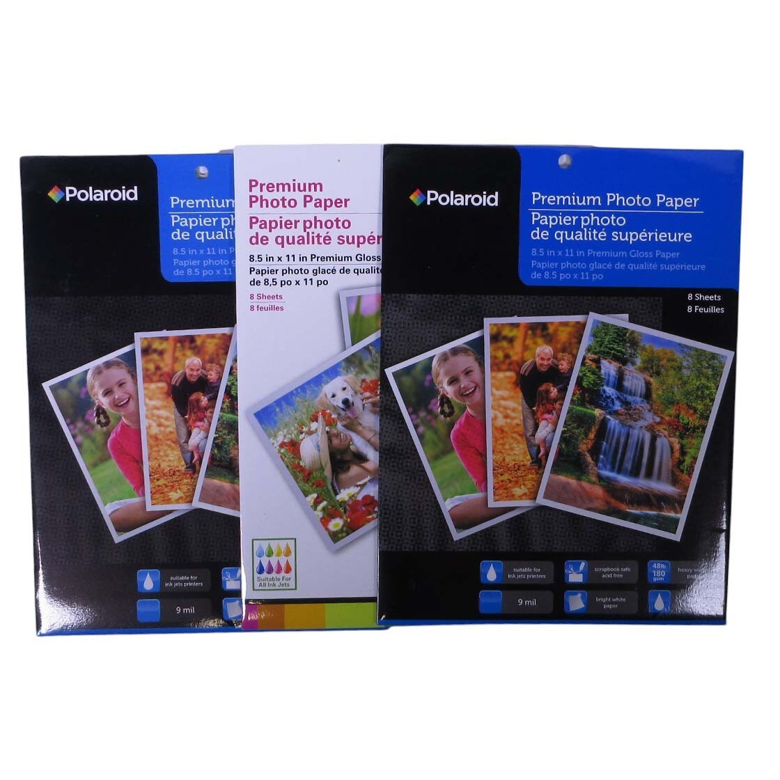 Polaroid Premium Gloss Photo Paper 8.5 x 11 Lot of 3 8-Count Packages 24 Sheets