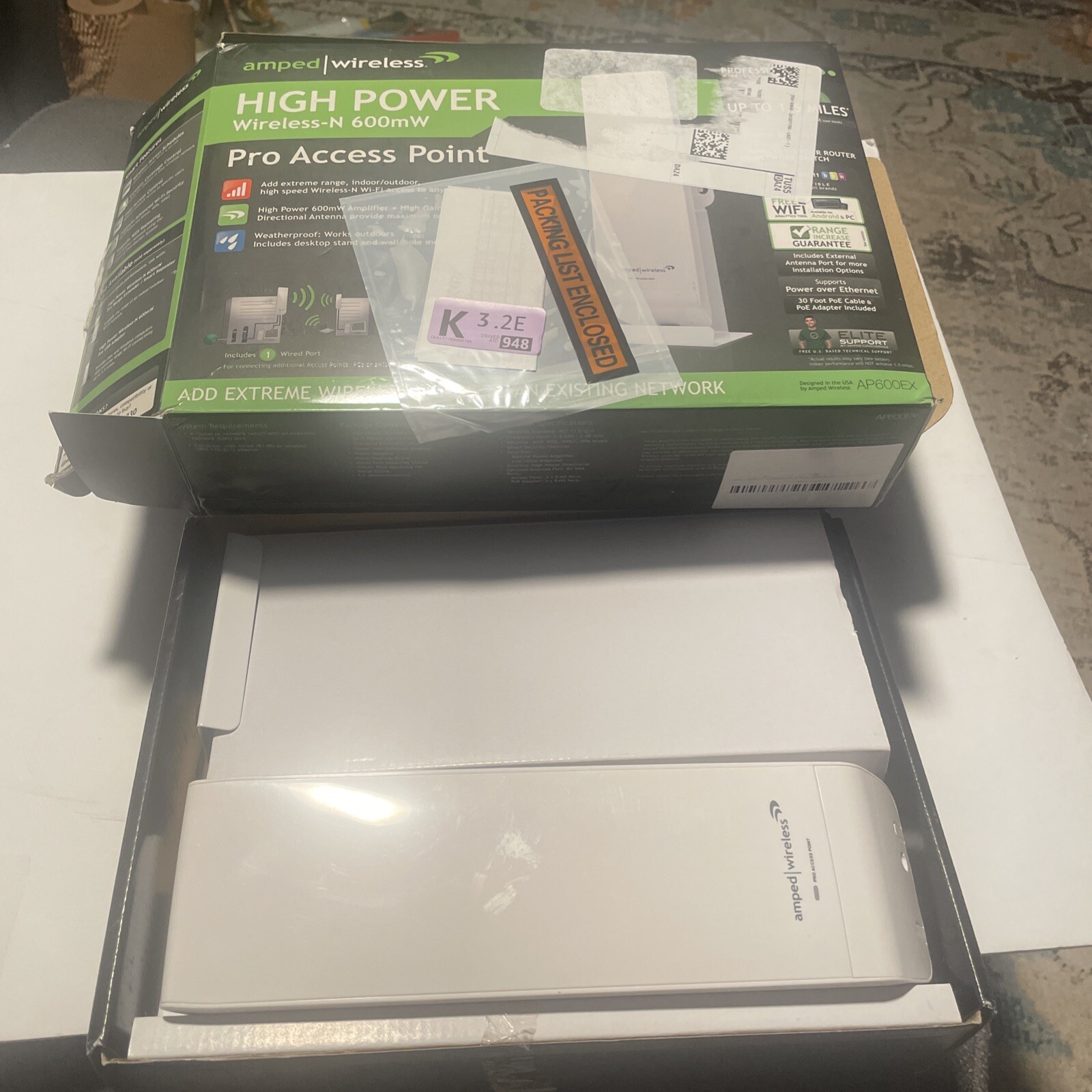 Amped Wireless AP600EX 1.5 Mile High Power Wireless-N 600mW Pro Access Point