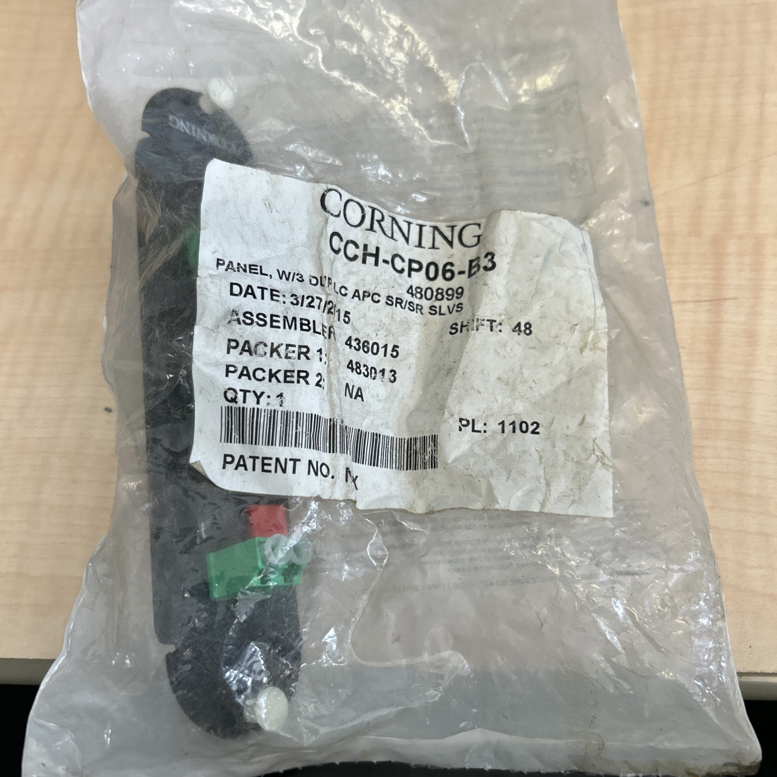 Corning CCH-CP06-B3 Panel 3 LC Singlemode, Duplex, 6 Fiber OS2, APC Polish *NEW*