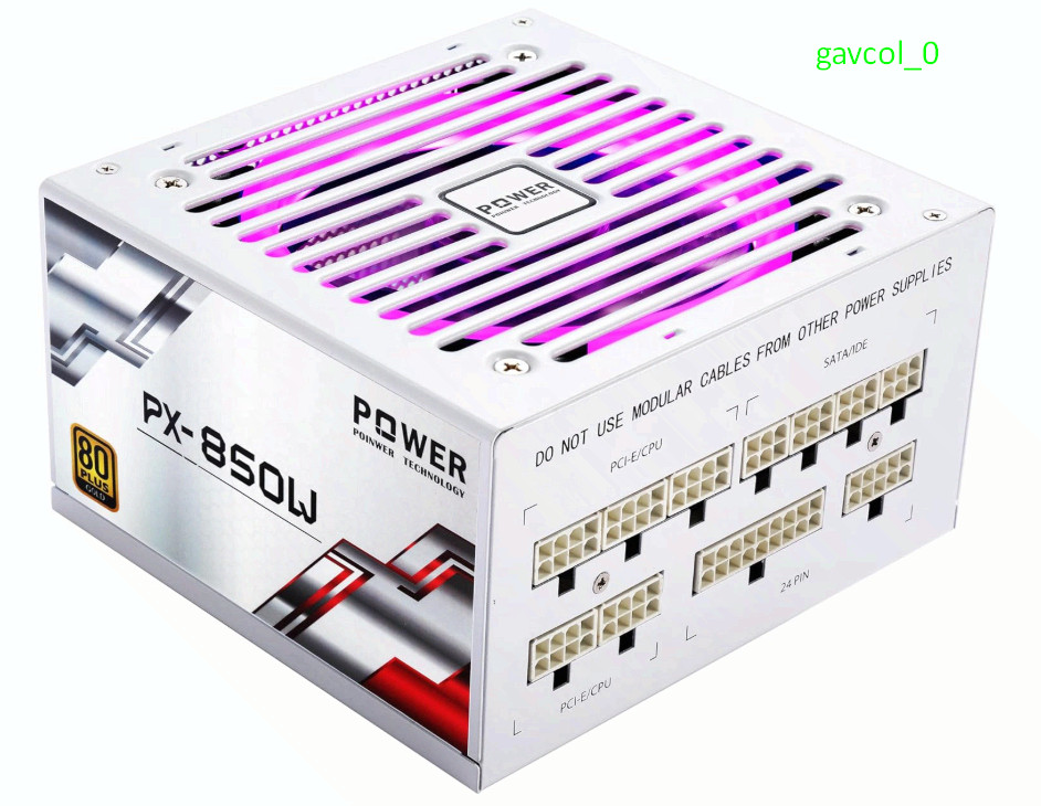 850W Fully Modular PSU, 80+ Gold, Silent RGB Fan, High Efficiency - White
