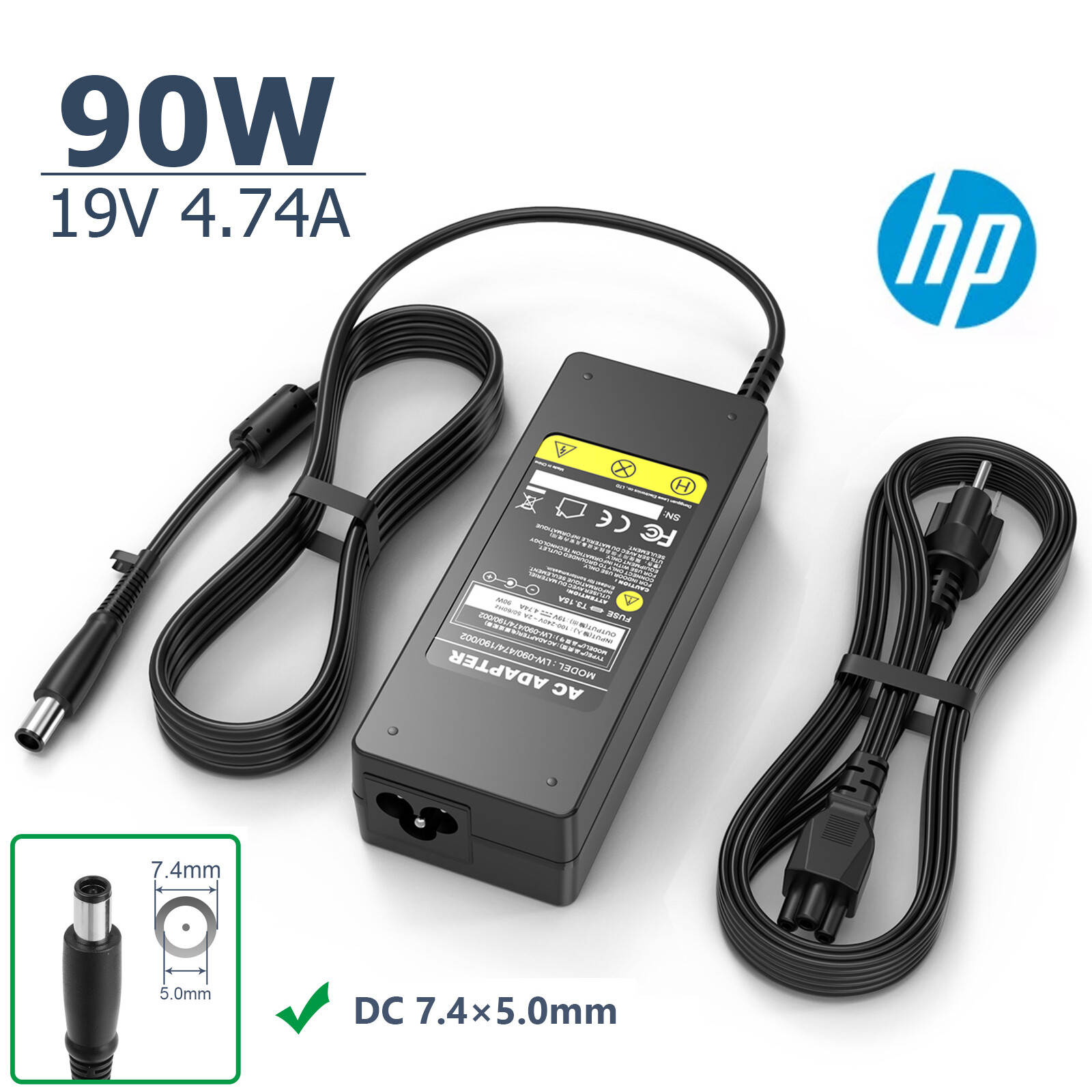 90W AC Adapter Charger For HP Elitebook 8560w 8560p 8470p 8470w 8570p Power Cord