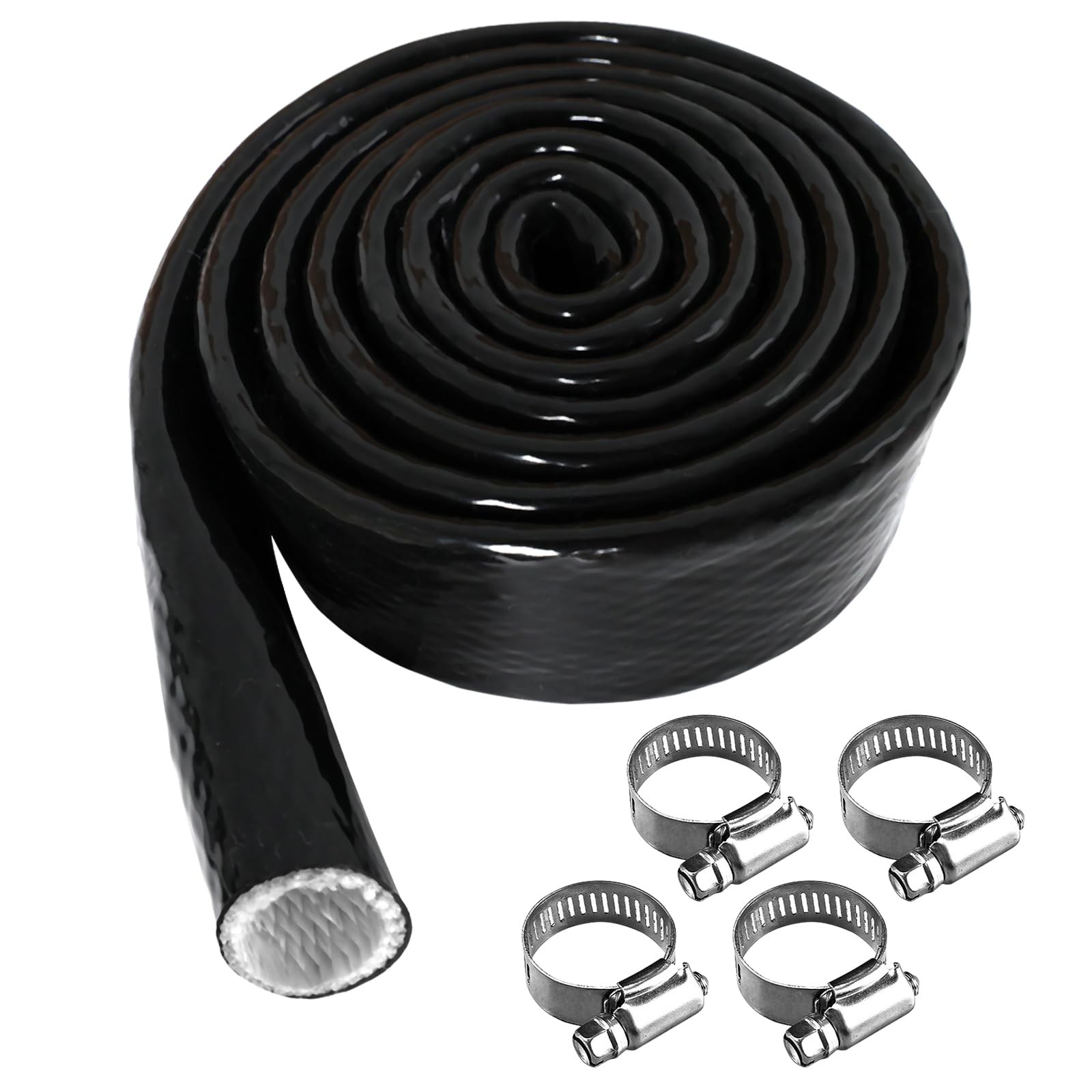 Silicone Wire and Fuel Line Heat Shield Sleeve for Auto, 1/4" I.D. x 5FT