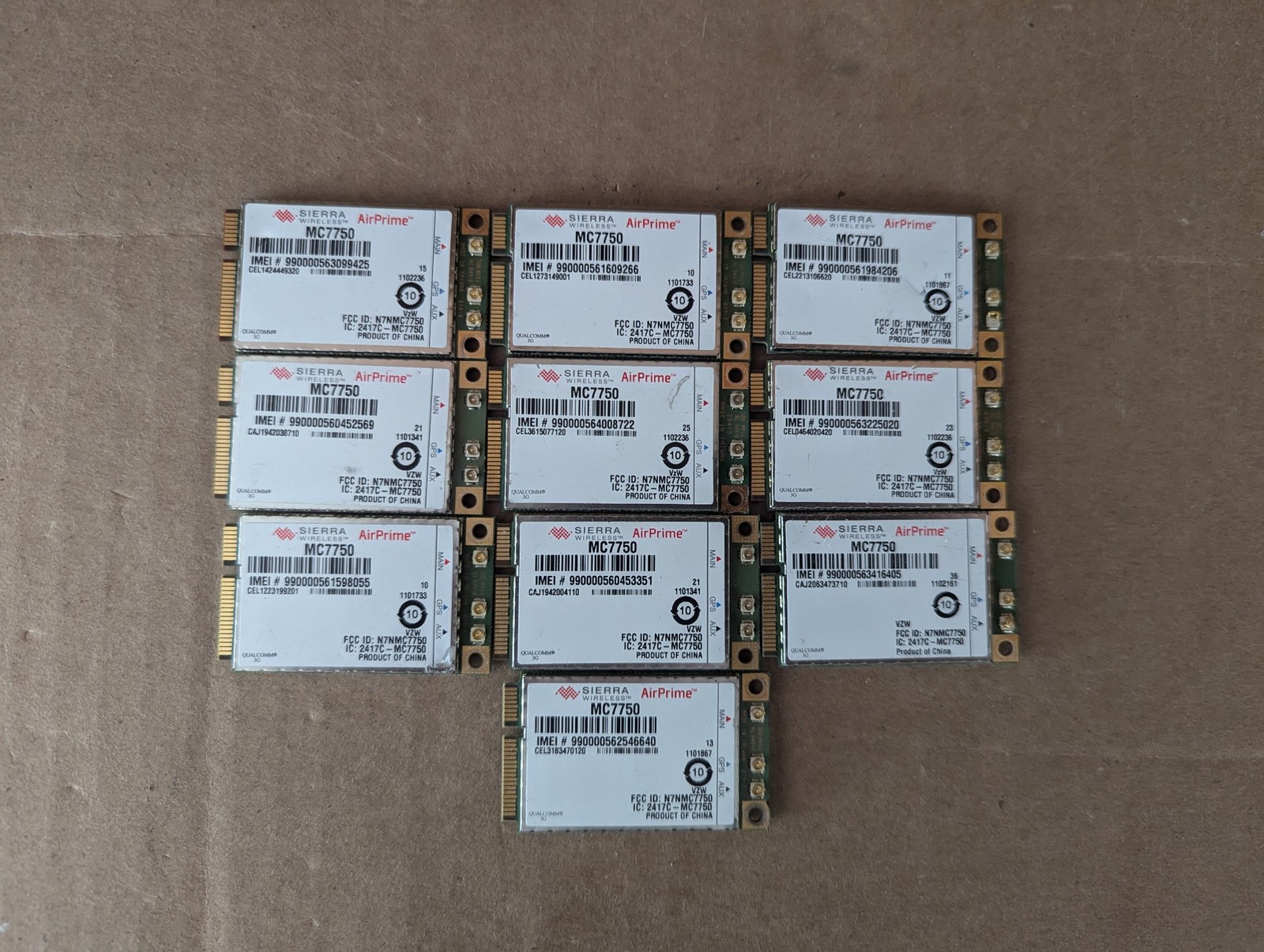 LOT OF 10 SIERRA WIRELESS MC7750 WWAN WIRELESS CARD