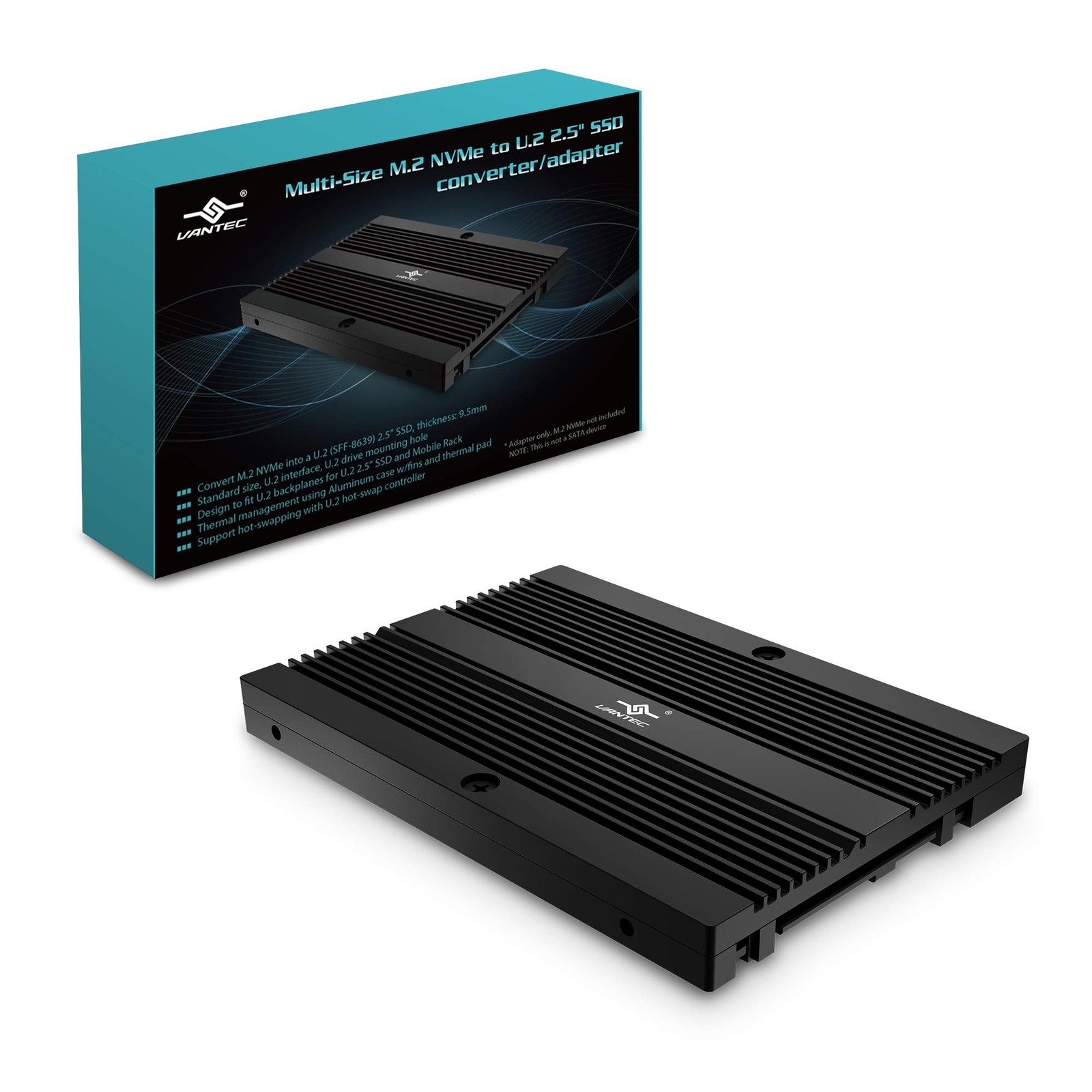MultiSize M.2 NVMe to U.2 SFF8639 2.5 Inch SSD Adapter MRKNVM2U2BK Black