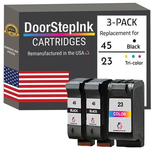 DoorStepInk Compatible Ink Cartridge For HP 45 Twin Black / HP 23 Color-USA
