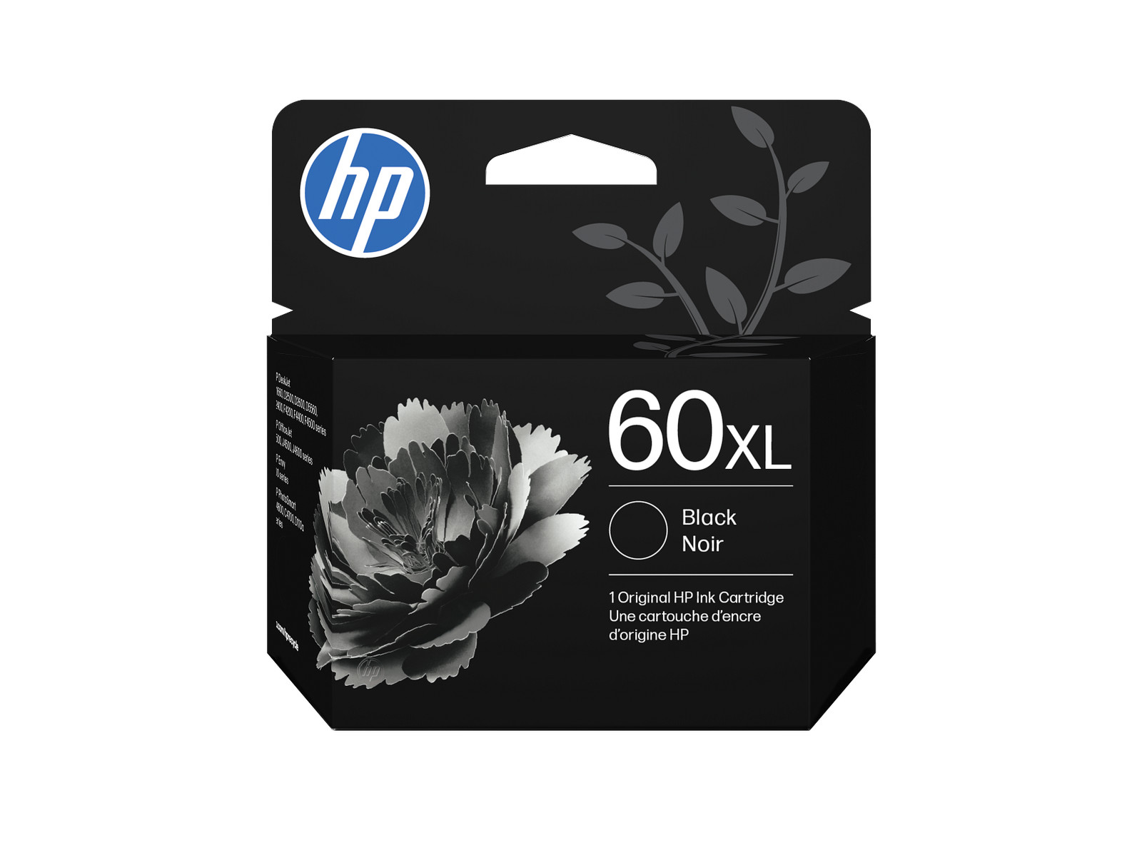 HP 60XL High Yield Black Original Ink Cartridge, ~600 pages, CC641WN#140