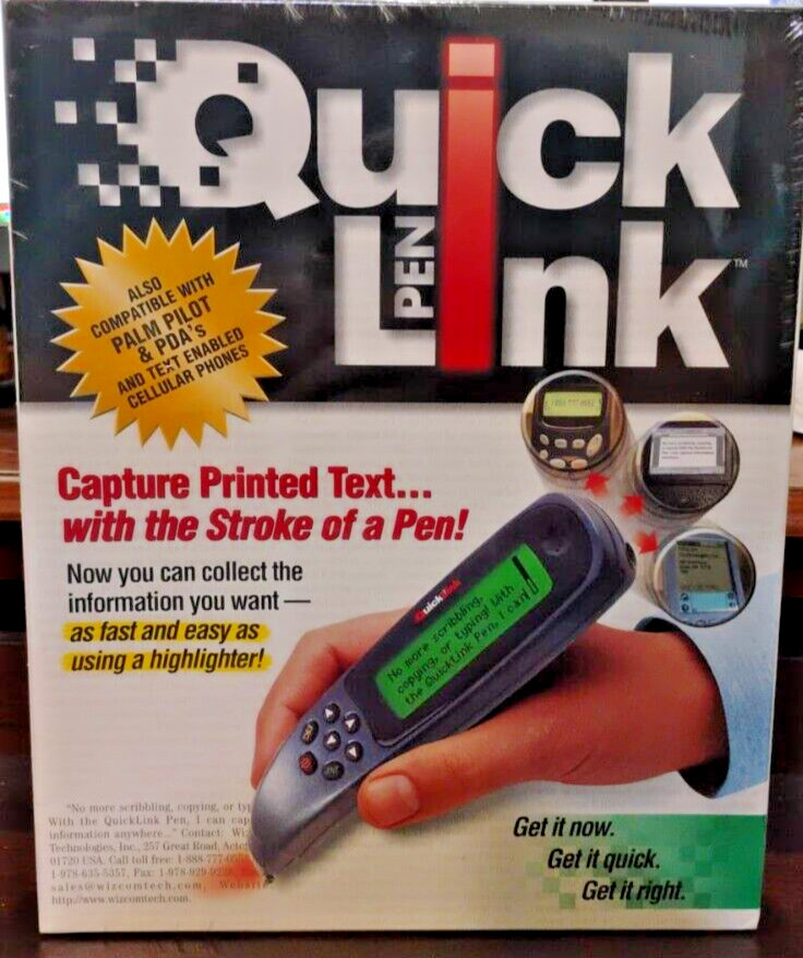 1999 WizCom QuickLink Pen Handheld Scanner Super Pen Brand New Sealed