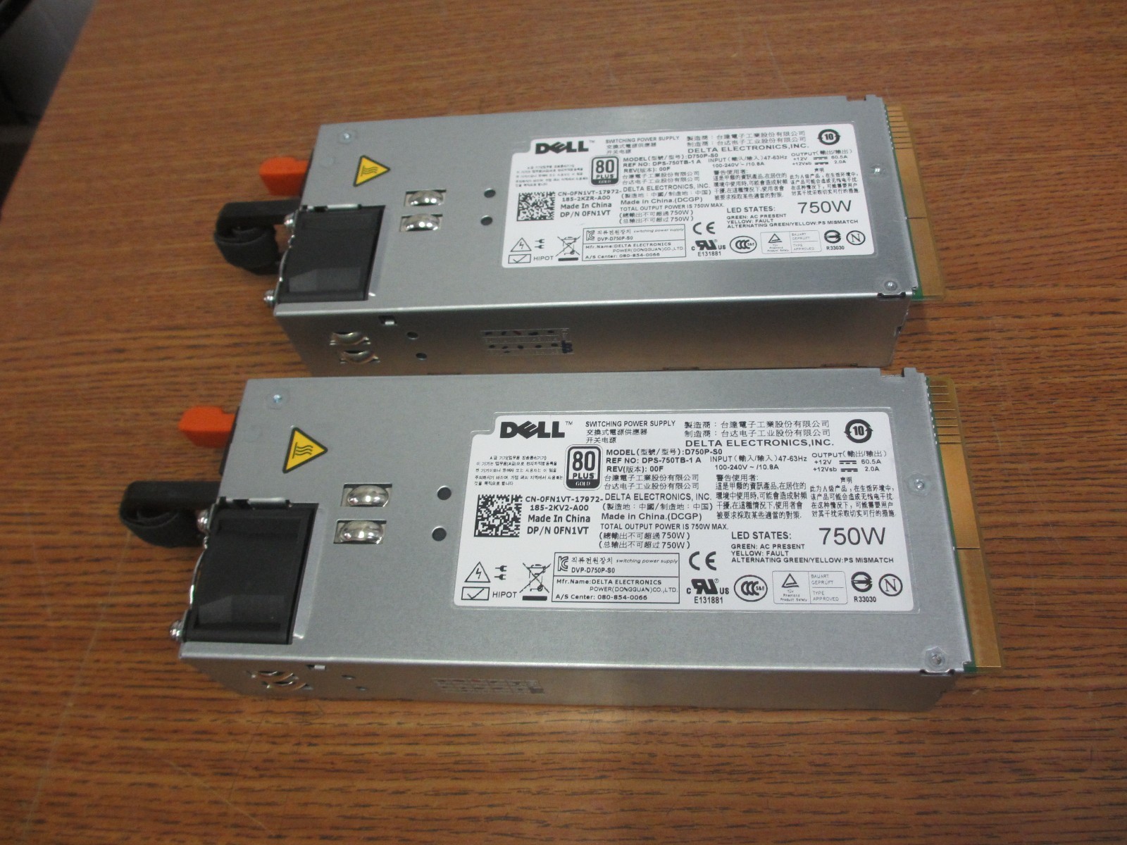 2x Dell PowerEdge 750W Power Supply 0FN1VT  FN1VT D750-S0