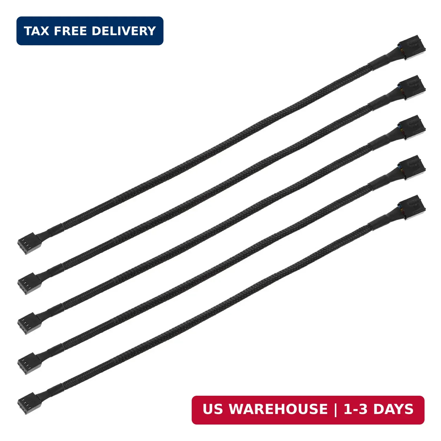 5 Pcs PC Fan Extension Cable, 24" 4 Pin PWM Fan Extension Power Cable Connector