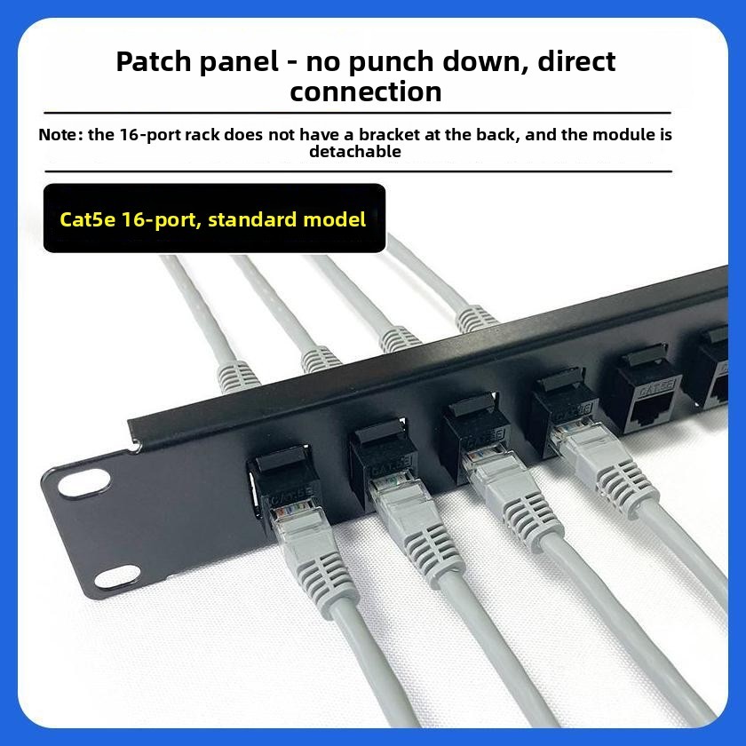 19"Rackmount RJ45 Pass-through Patch Panel,Cat5e/Cat6/Cat6a,16/24/32/48 Ports