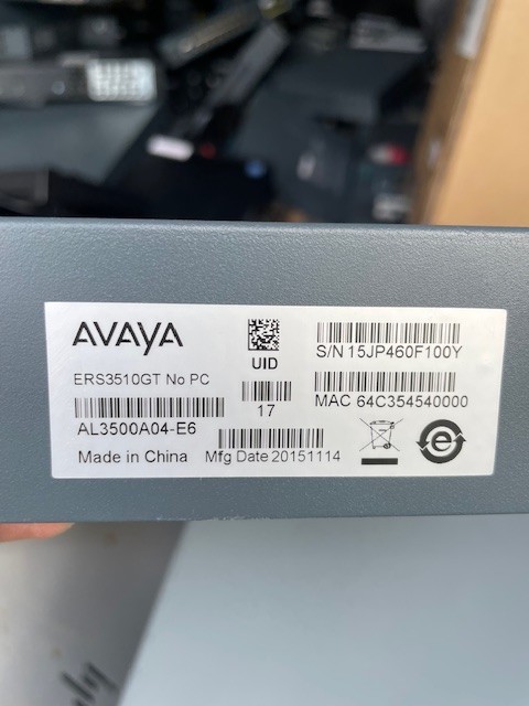 Avaya AL3500A04-E6 Ethernet Routing Switch 8 PORT ERS 3510GT (GIGABYTE)