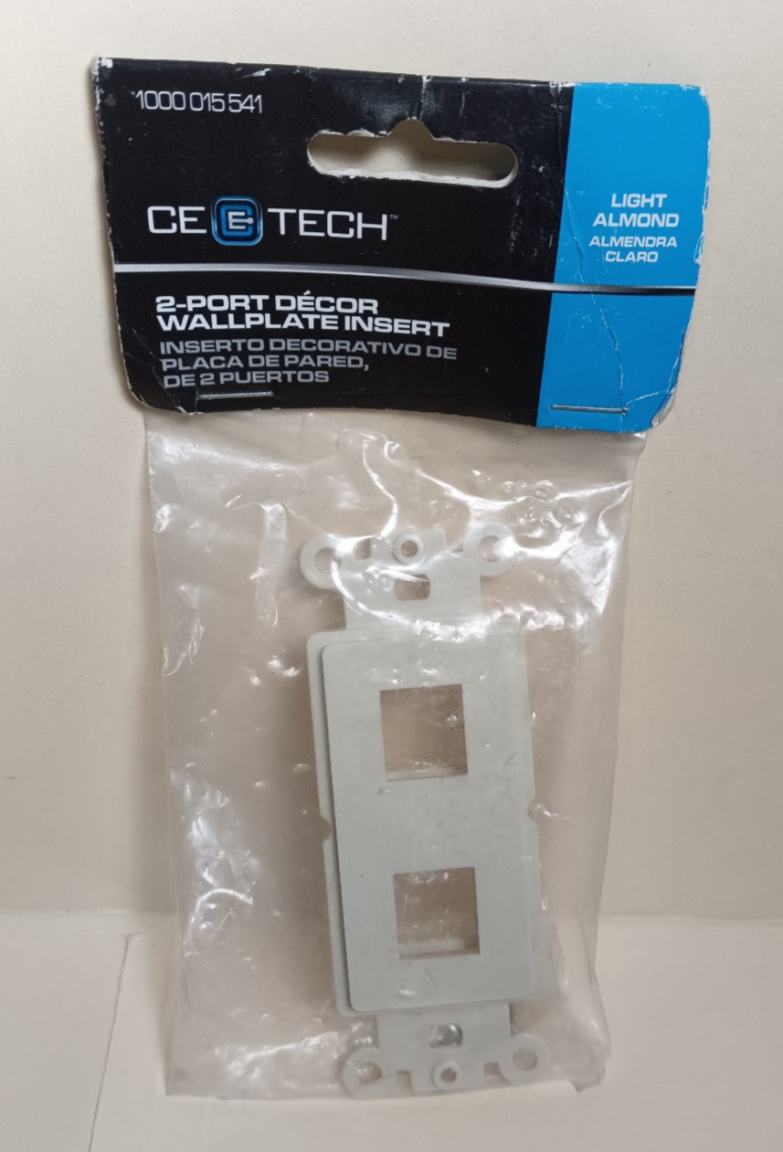 CE Tech 5152-LA 2-Port Decor Wallplate Insert in Light Almond