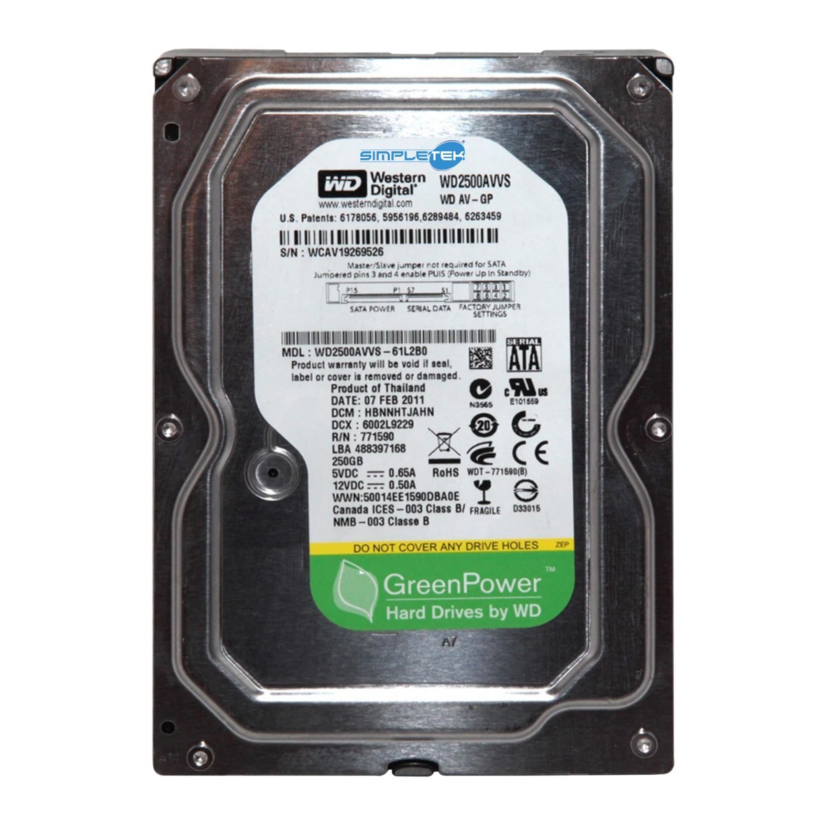Western Digital Wd2500avvs Hard Disk_