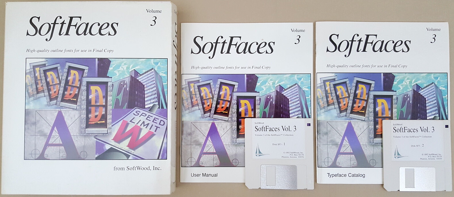 SoftFaces Volume 3 ©1992 SoftWood 25 Outline Fonts for Amiga Final Copy / Writer