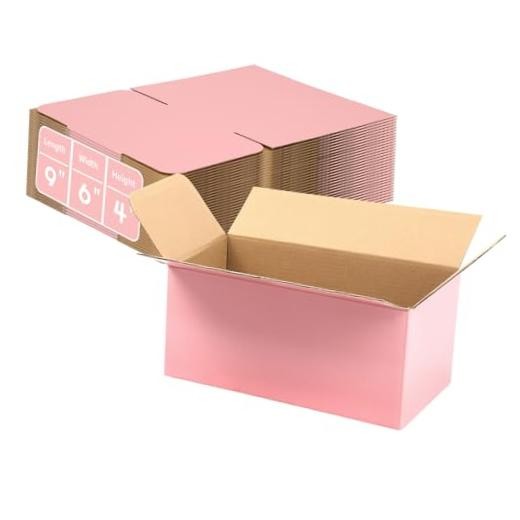 Shipping Boxes Cardboard Boxes for Small Business, Medium Mailing 9x6x4 in Pink