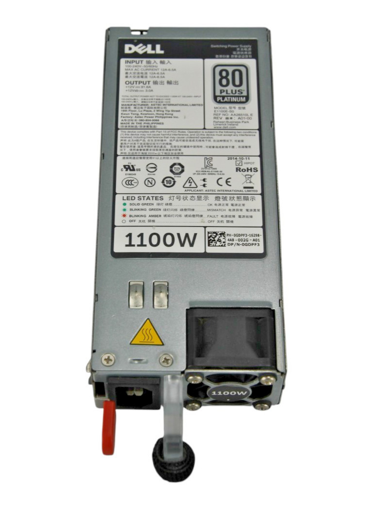 Dell R520 R620 R720 R820 1100W 80+ Platinum Power Supply GDPF3